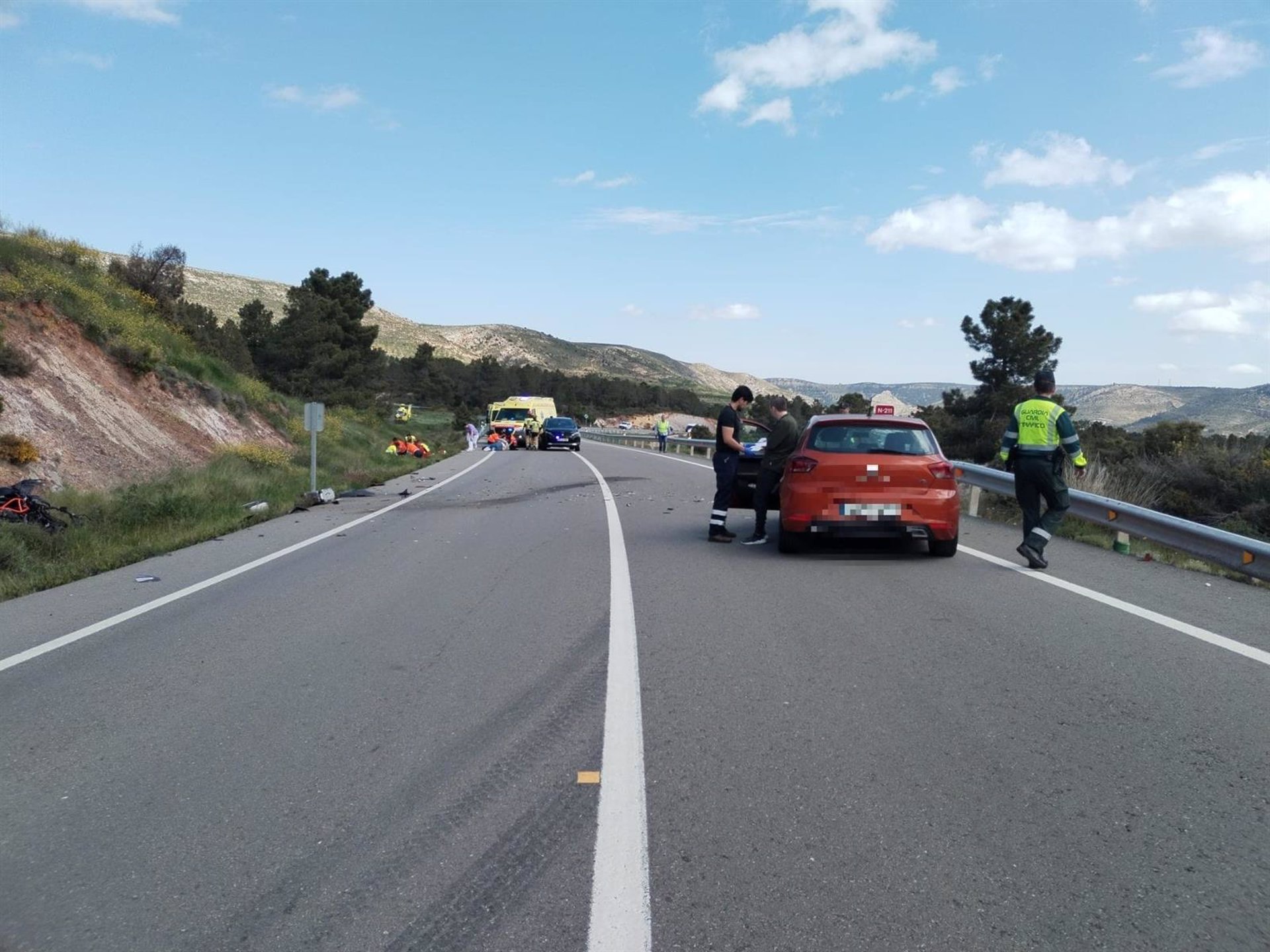 Muere un motorista en Gargallo (Teruel) al chocar con un turismo cuyo conductor da positivo en cocaína