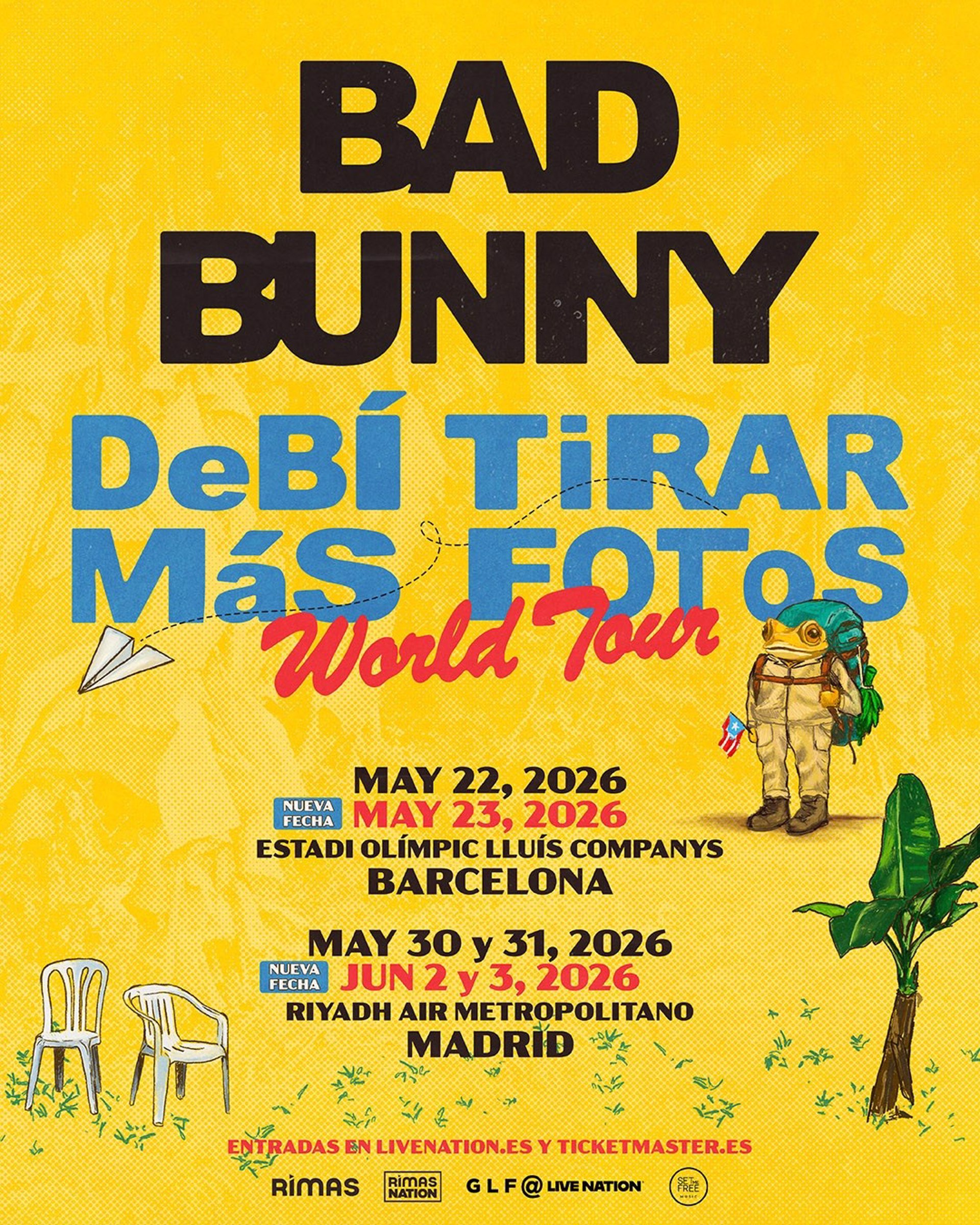 Bad Bunny añade un segundo concierto en Barcelona y dos más en Madrid en su gira de 2026
