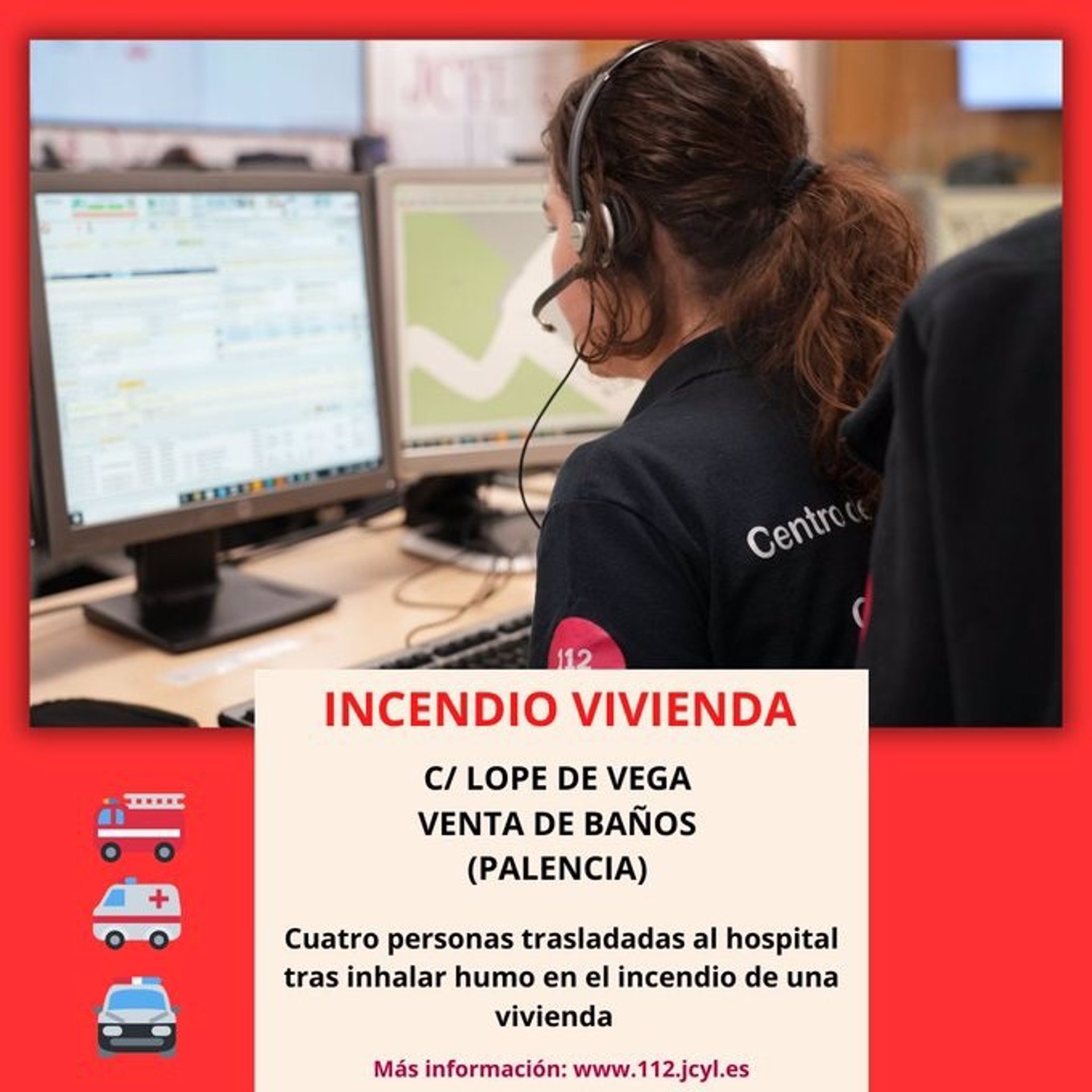 Cuatro afectados en el incendio de la cocina de una vivienda en Venta de Baños (Palencia)