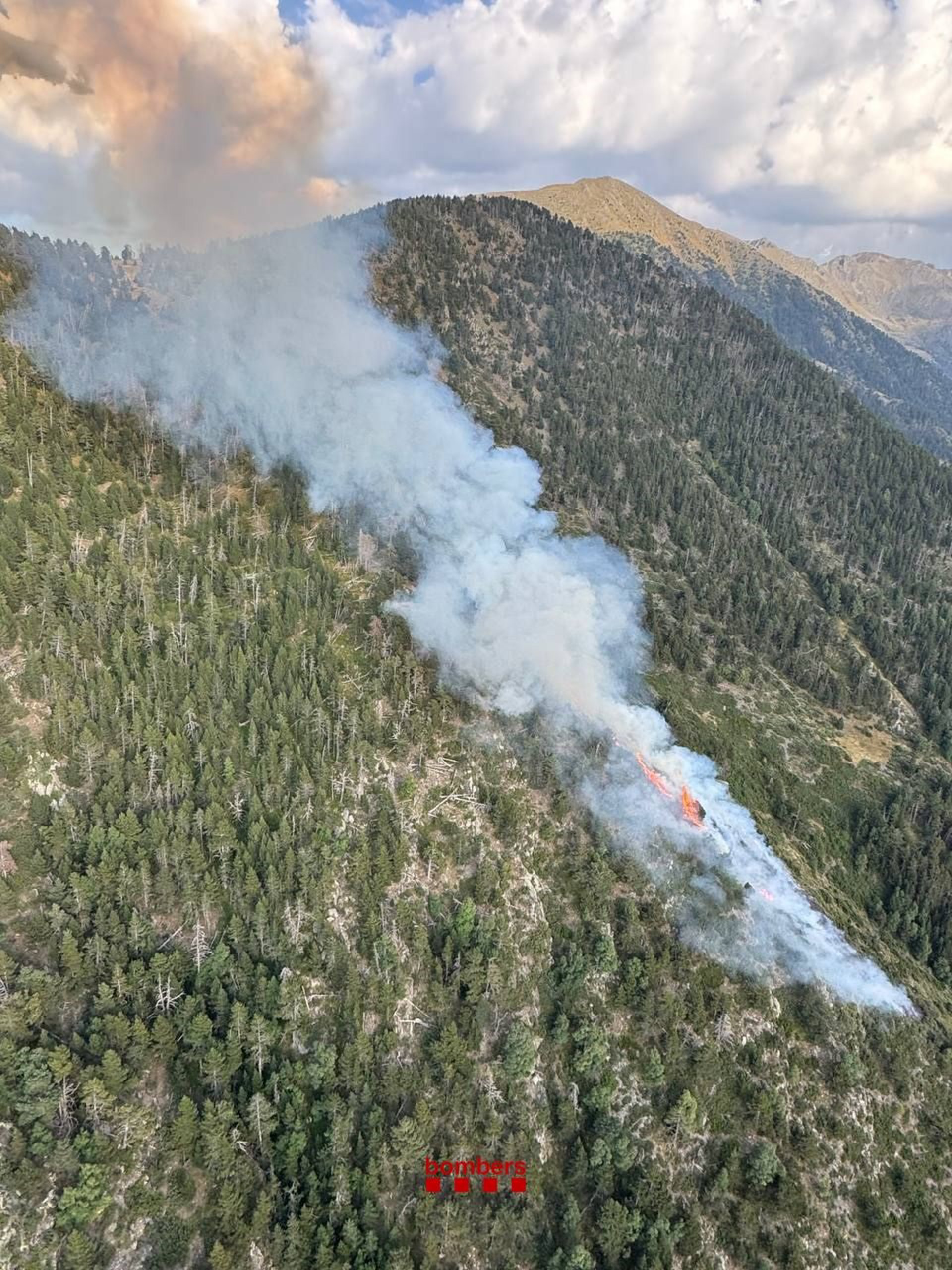 Un incendio forestal en Alins (Lleida) avanza a «baja y media intensidad»