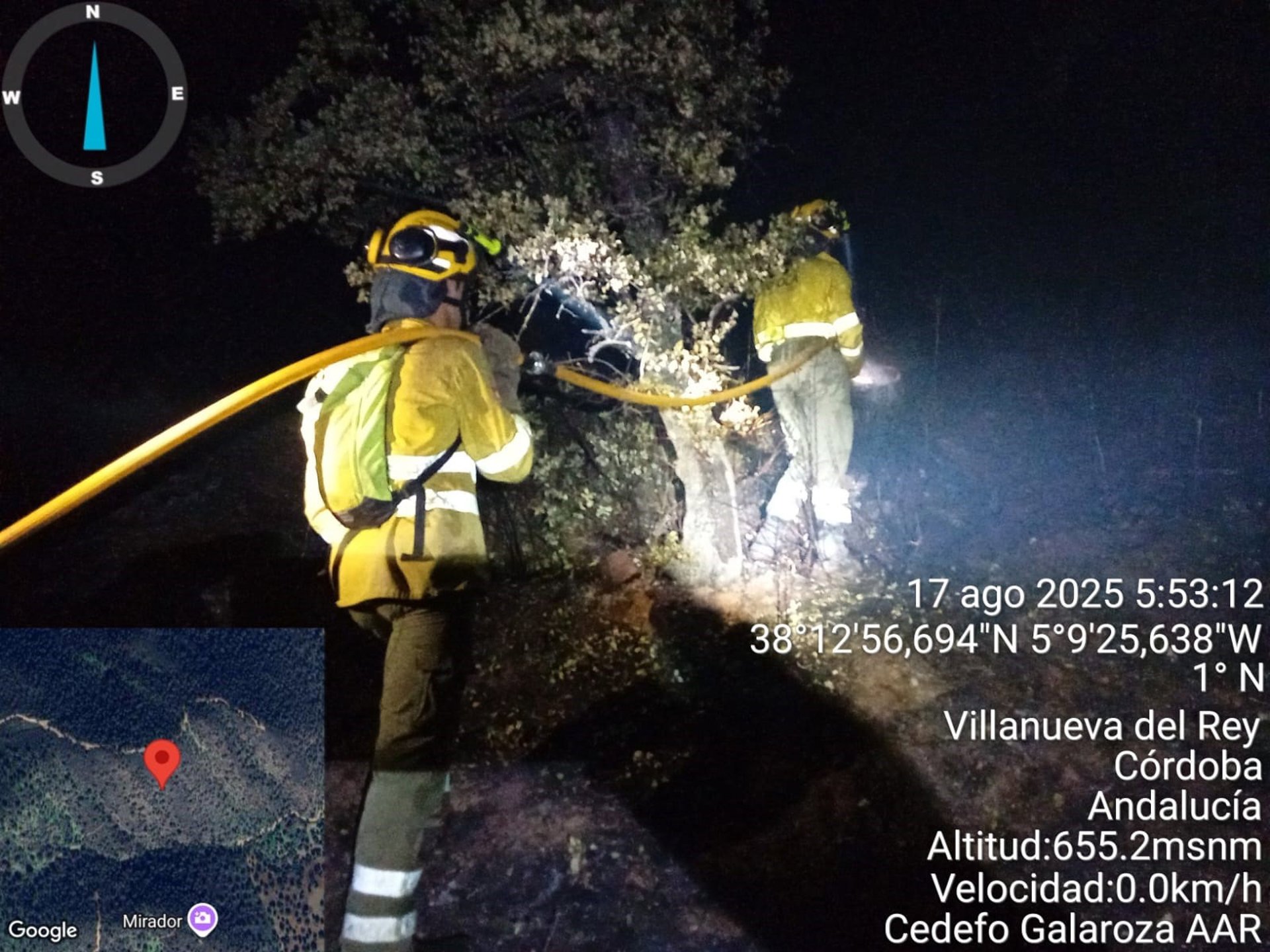 Estabilizado el incendio de Villanueva del Rey (Córdoba) y reabierta al tráfico la N-432
