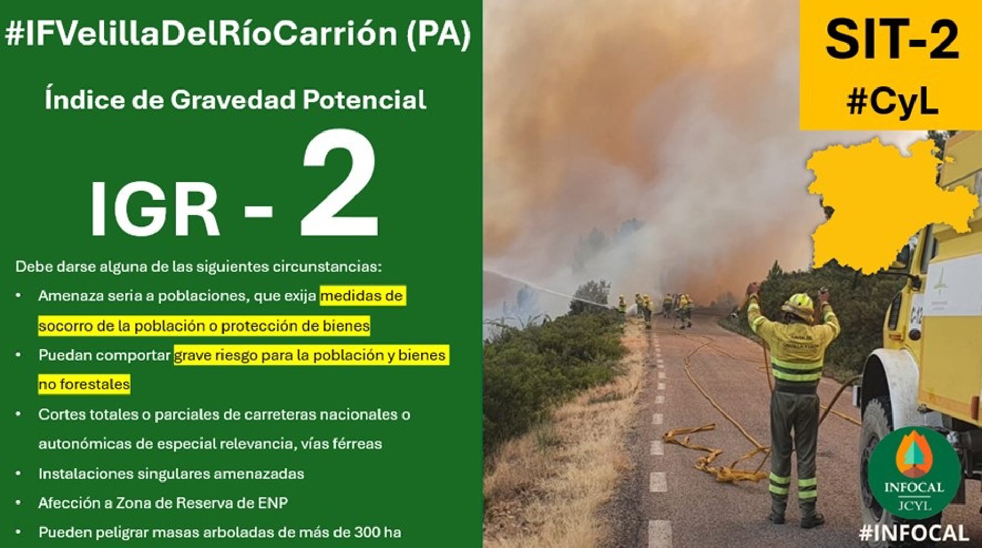 La Junta declara nivel de gravedad 2 en Vellilla (Palencia) por riesgo para la población