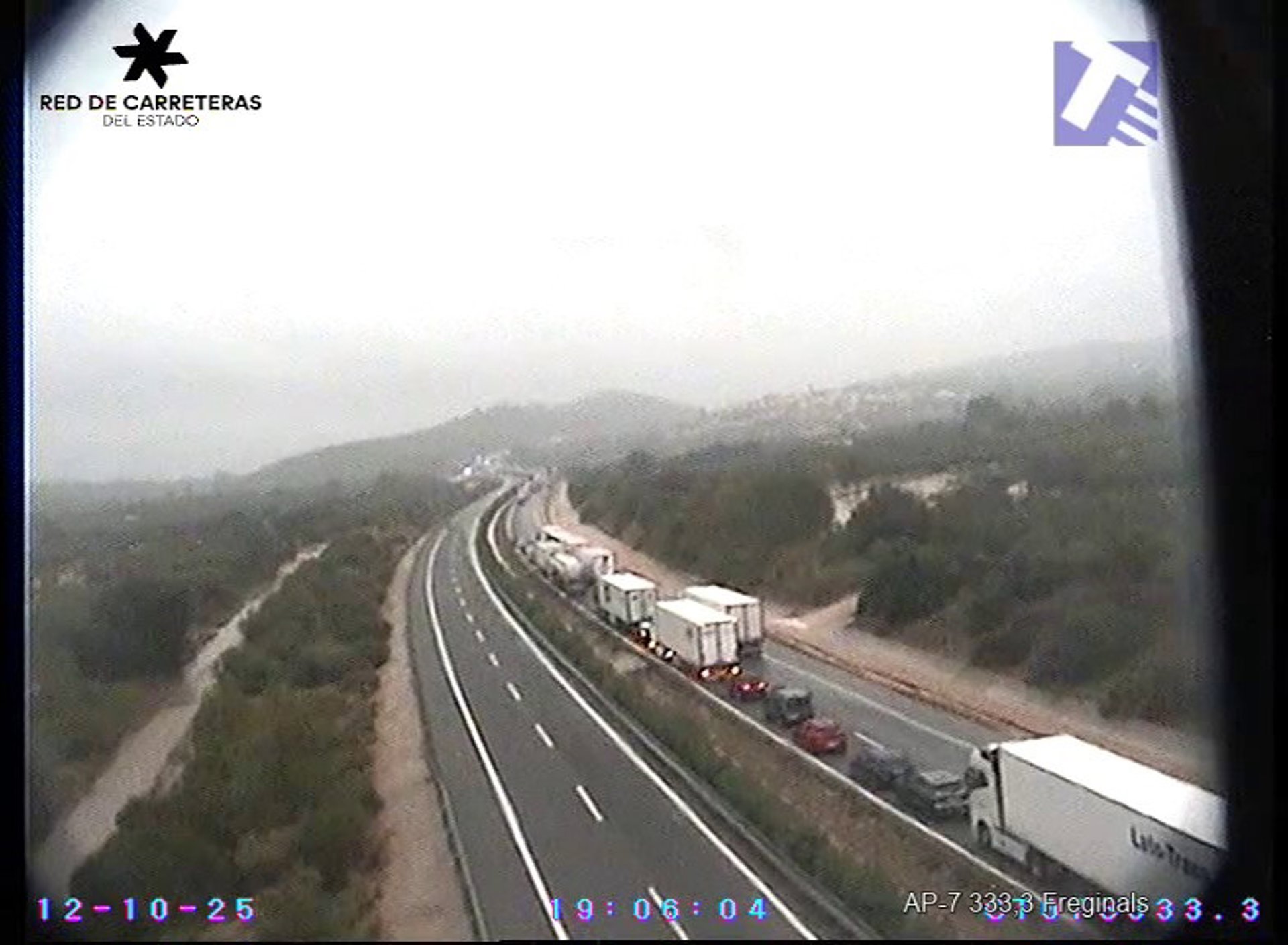 Cortada la AP-7 entre Freginals y Ulldecona (Tarragona) en ambos sentidos por inundaciones
