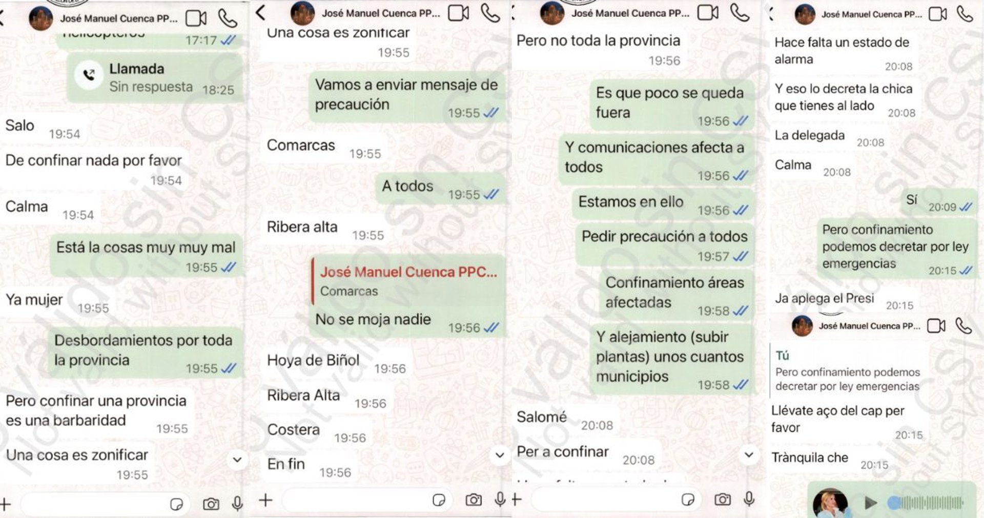 El jefe de gabinete de Mazón le pidió a Pradas el 29O que no confinaran: «Tranquila, ché»