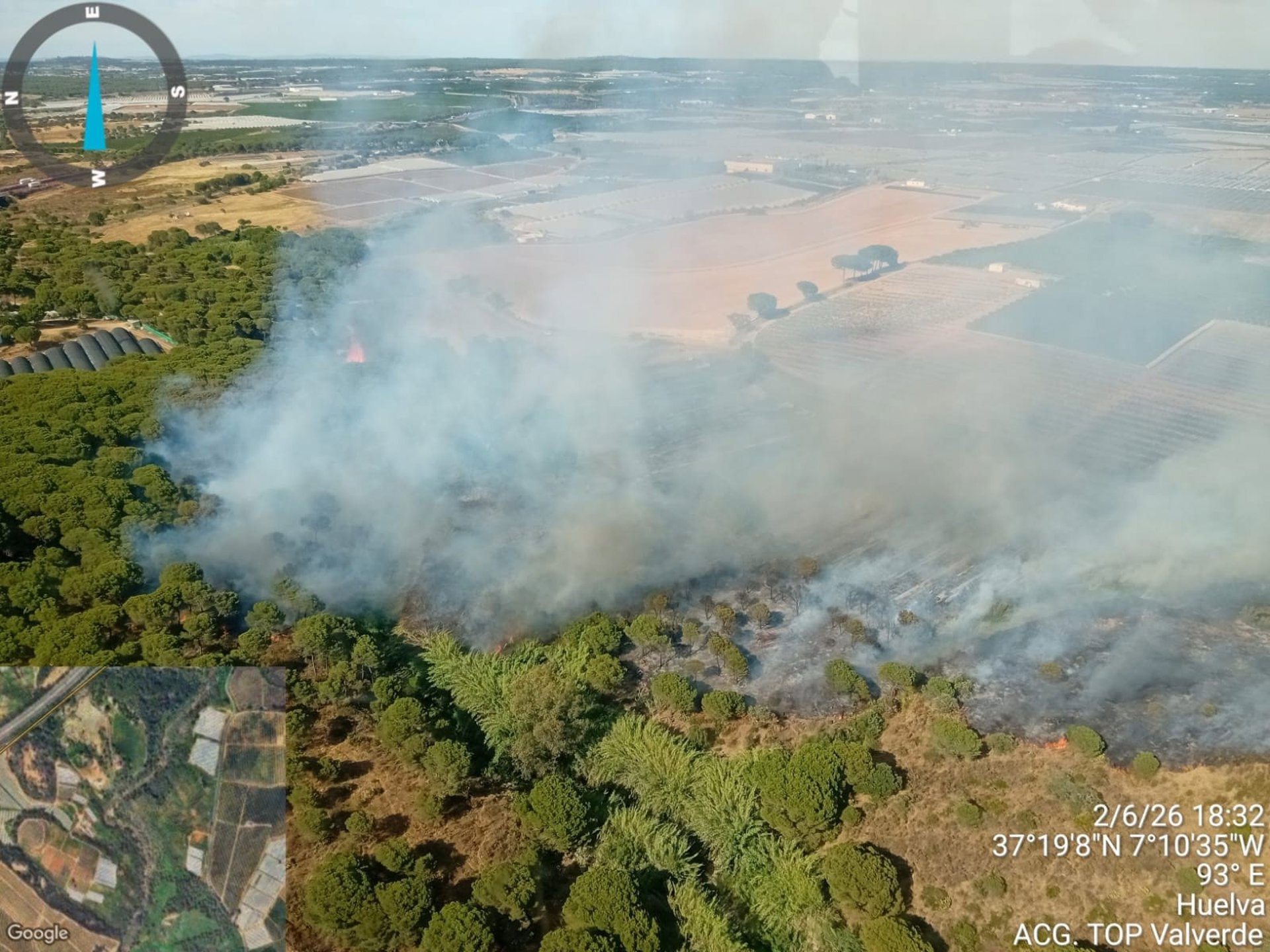Controlado el incendio en el paraje Valdeflores de Cartaya