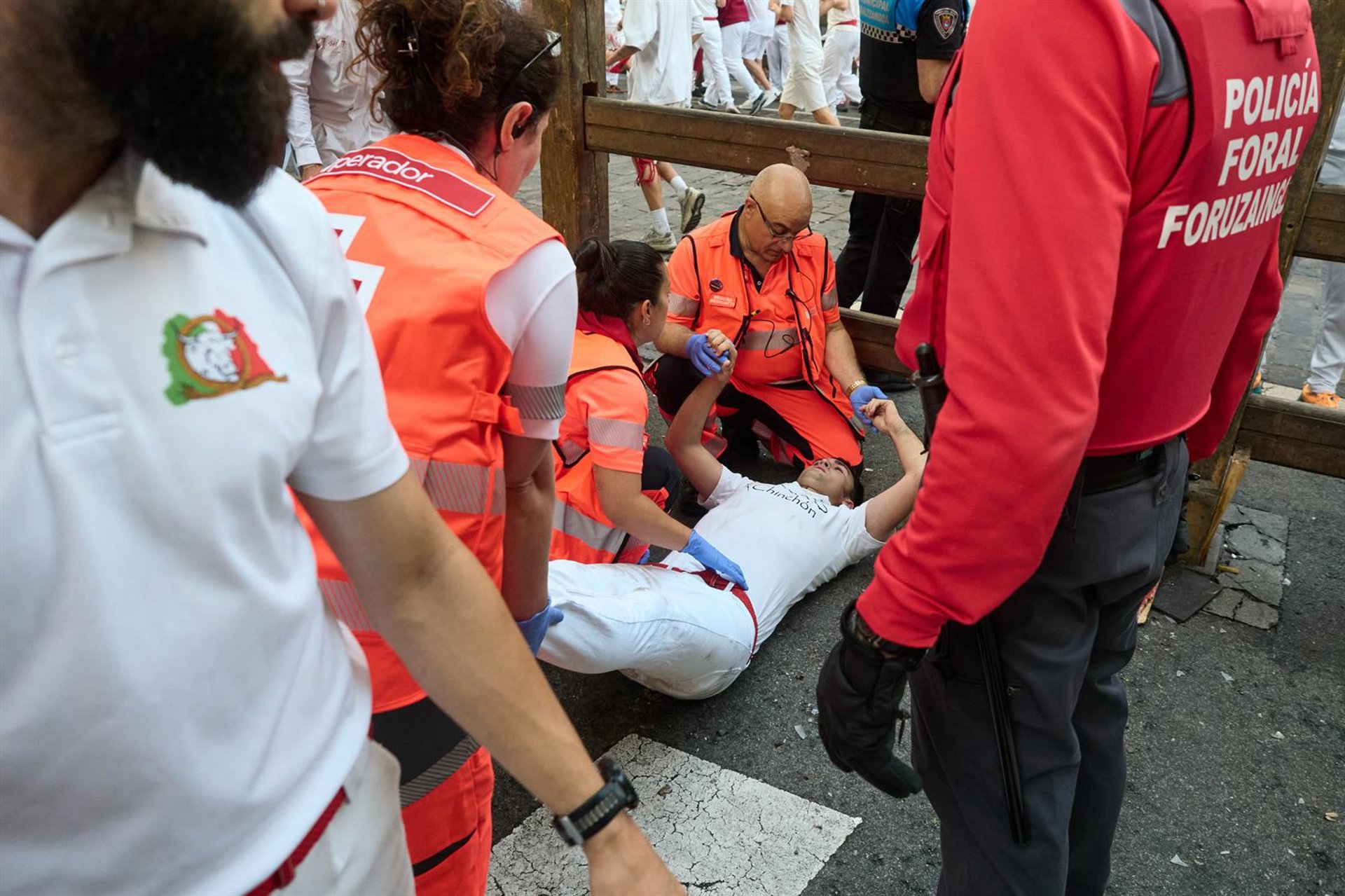 Cruz Roja realiza 45 atenciones en el segundo encierro de los Sanfermines