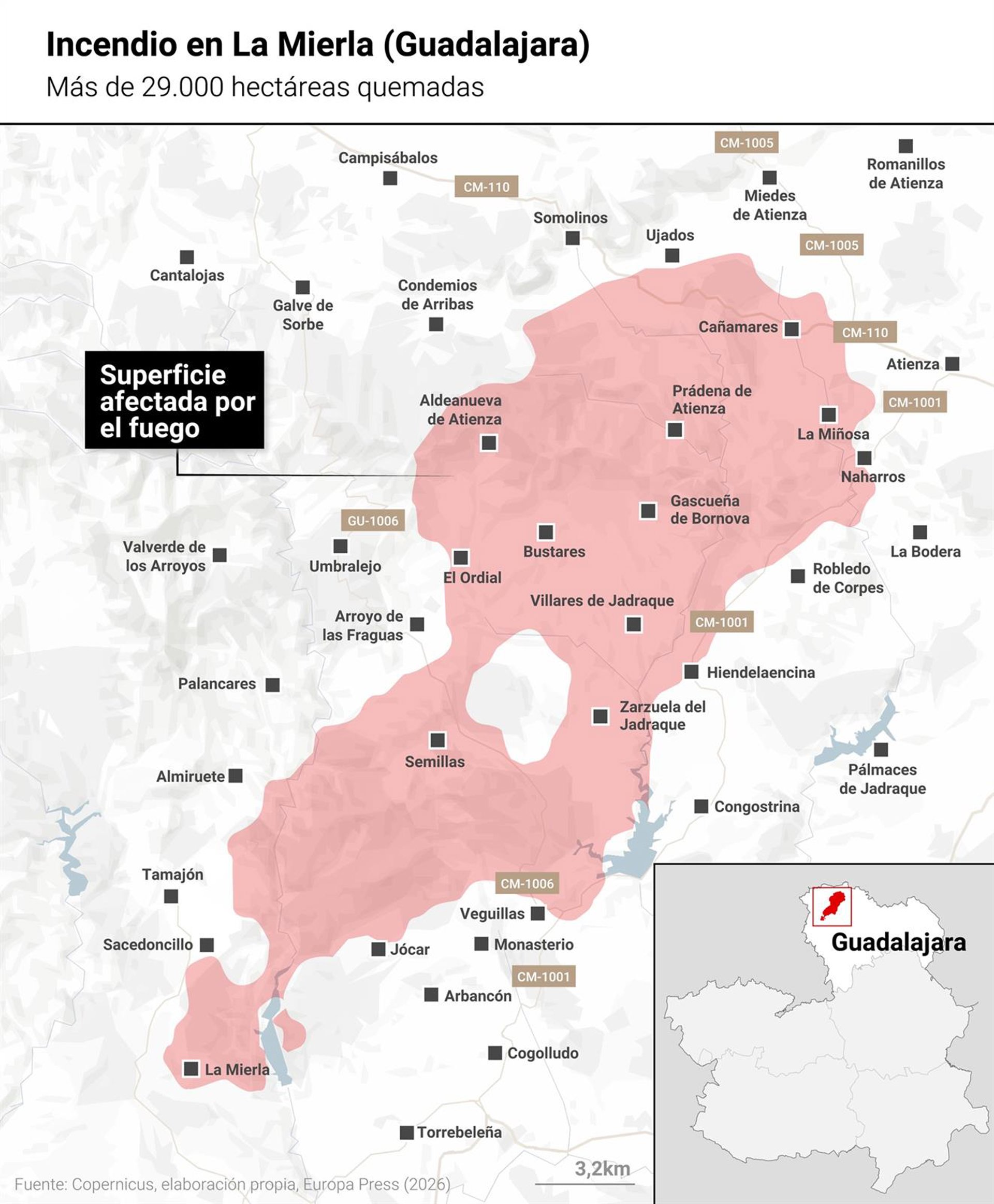 El fuego de La Mierla se encuentra a 5-7 kilómetros de la provincia de Soria y la situación «es complicada»