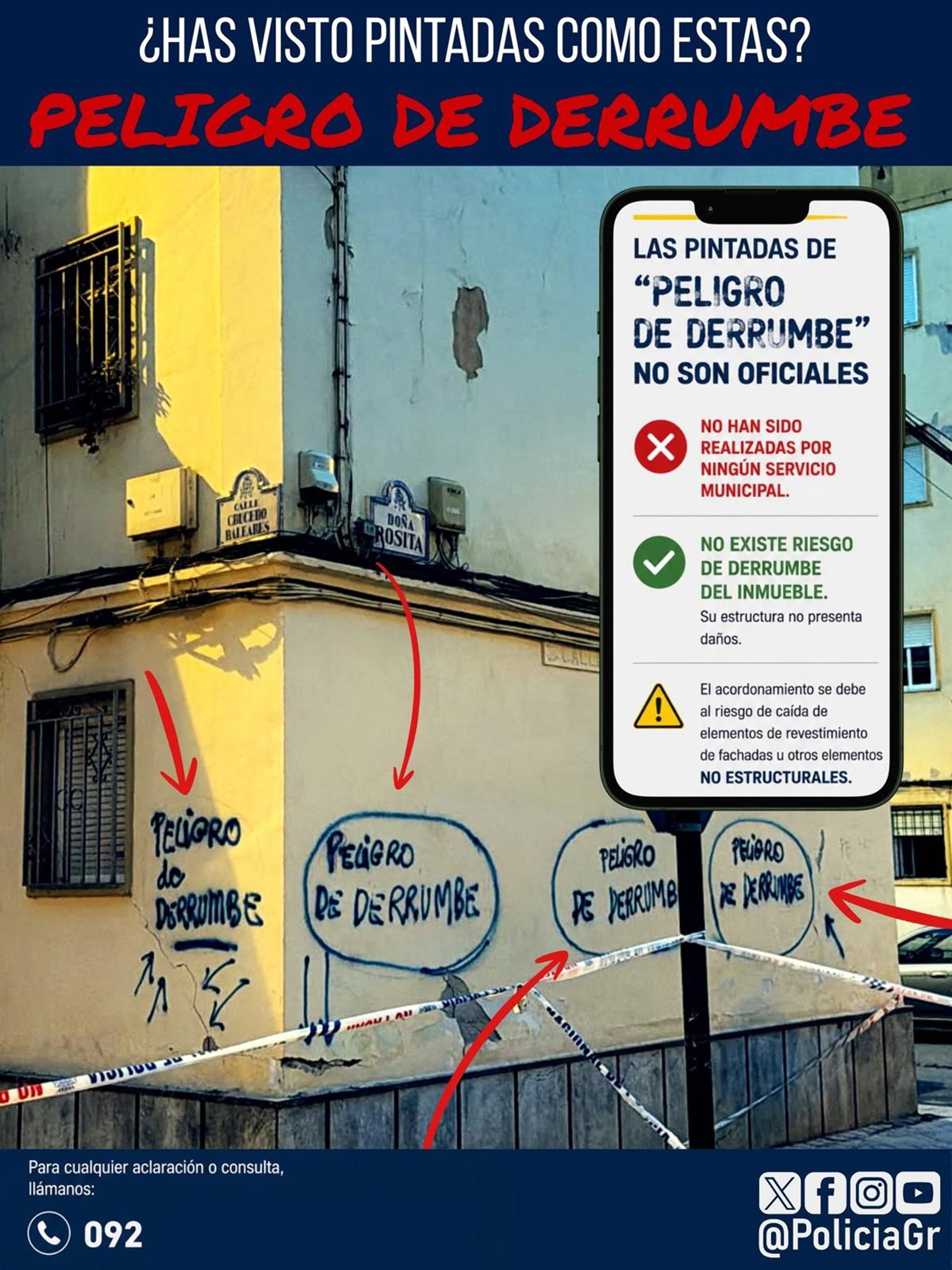 Aparecen pintadas no oficiales en edificios afectados por los seísmos con el mensaje ‘Peligro de derrumbe’
