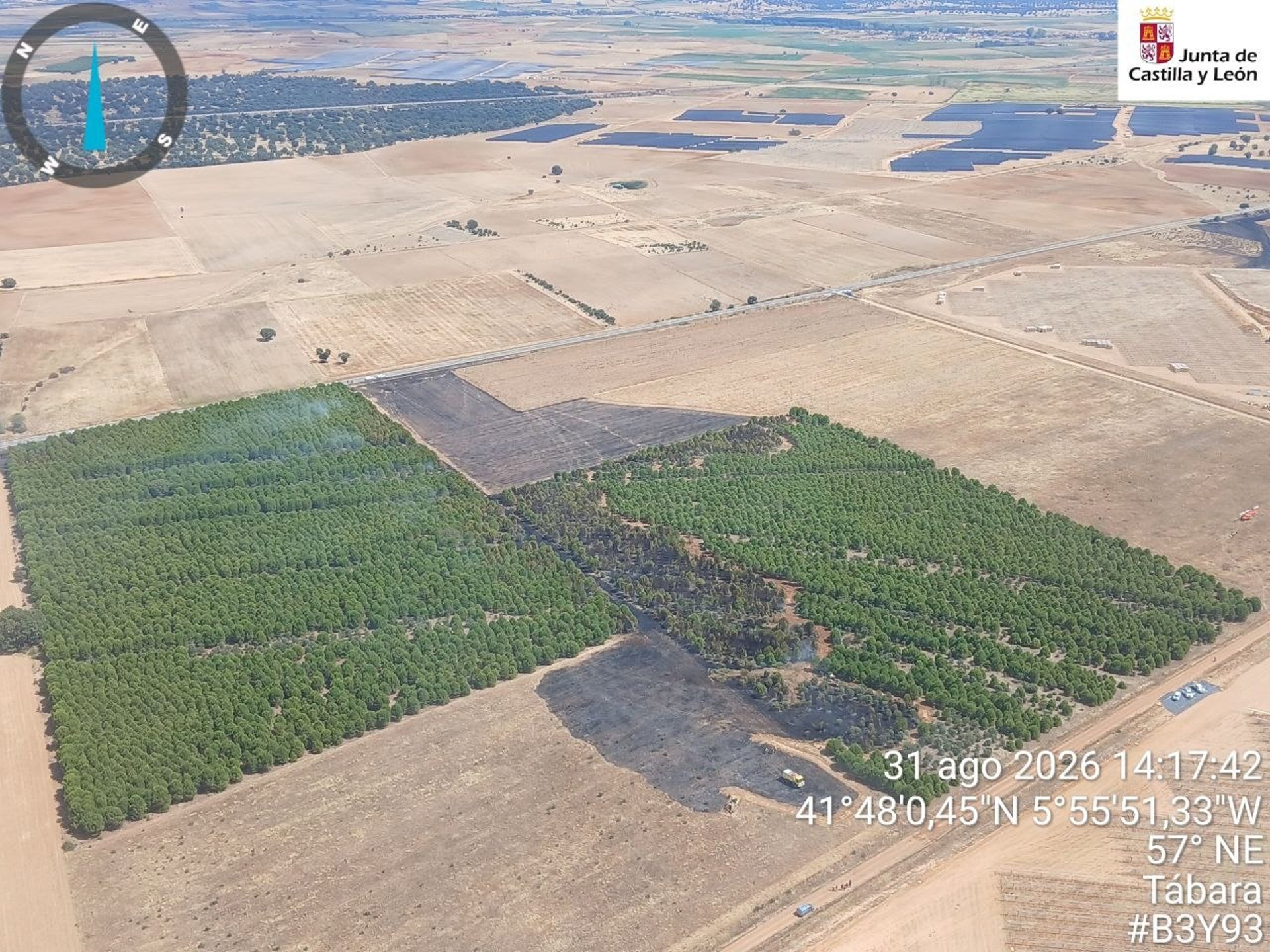 Estabilizado el fuego declarado en Pozuelo de Tábara (Zamora)