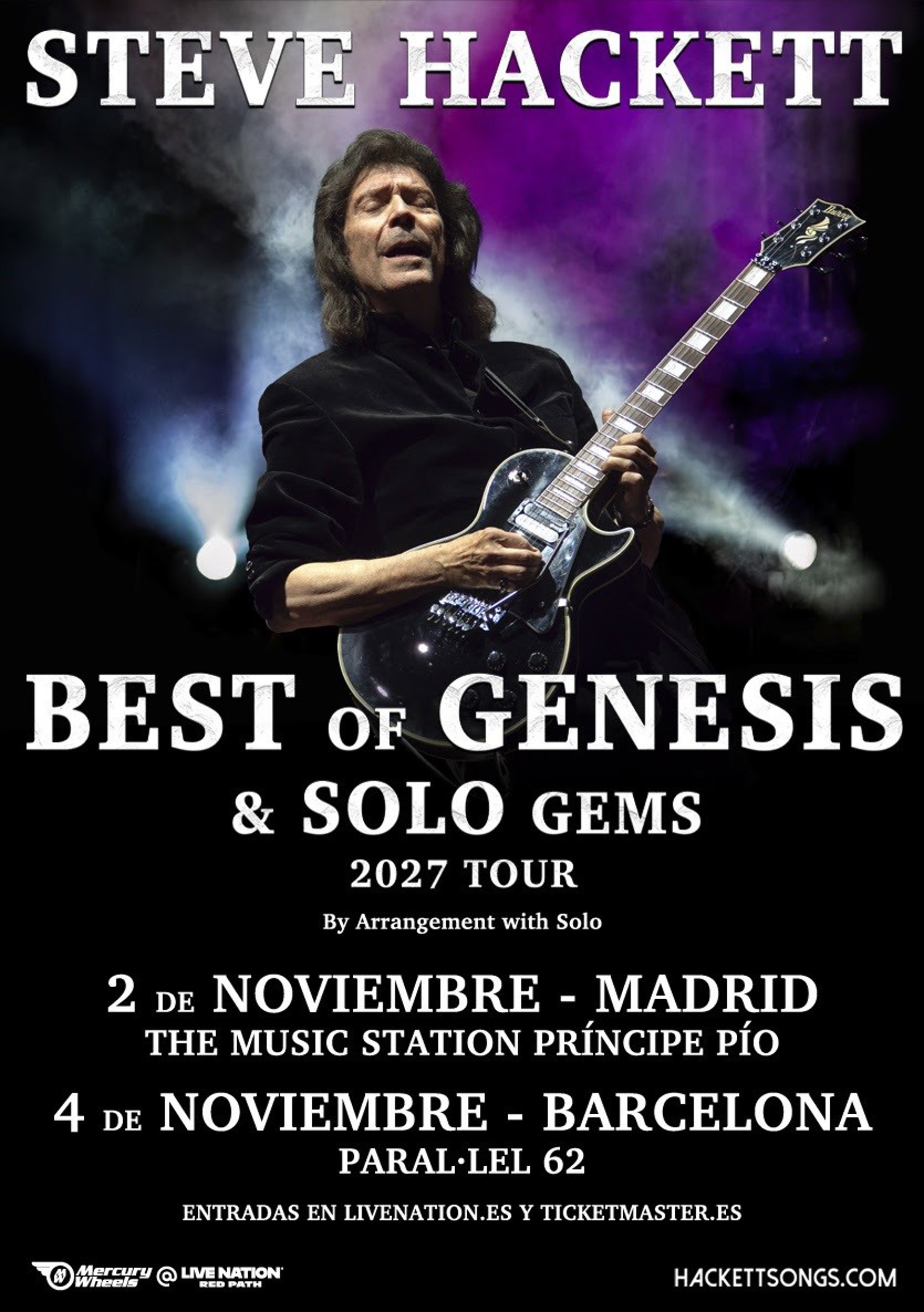 Steve Hackett (Genesis) actuará en Madrid y Barcelona en noviembre de 2027