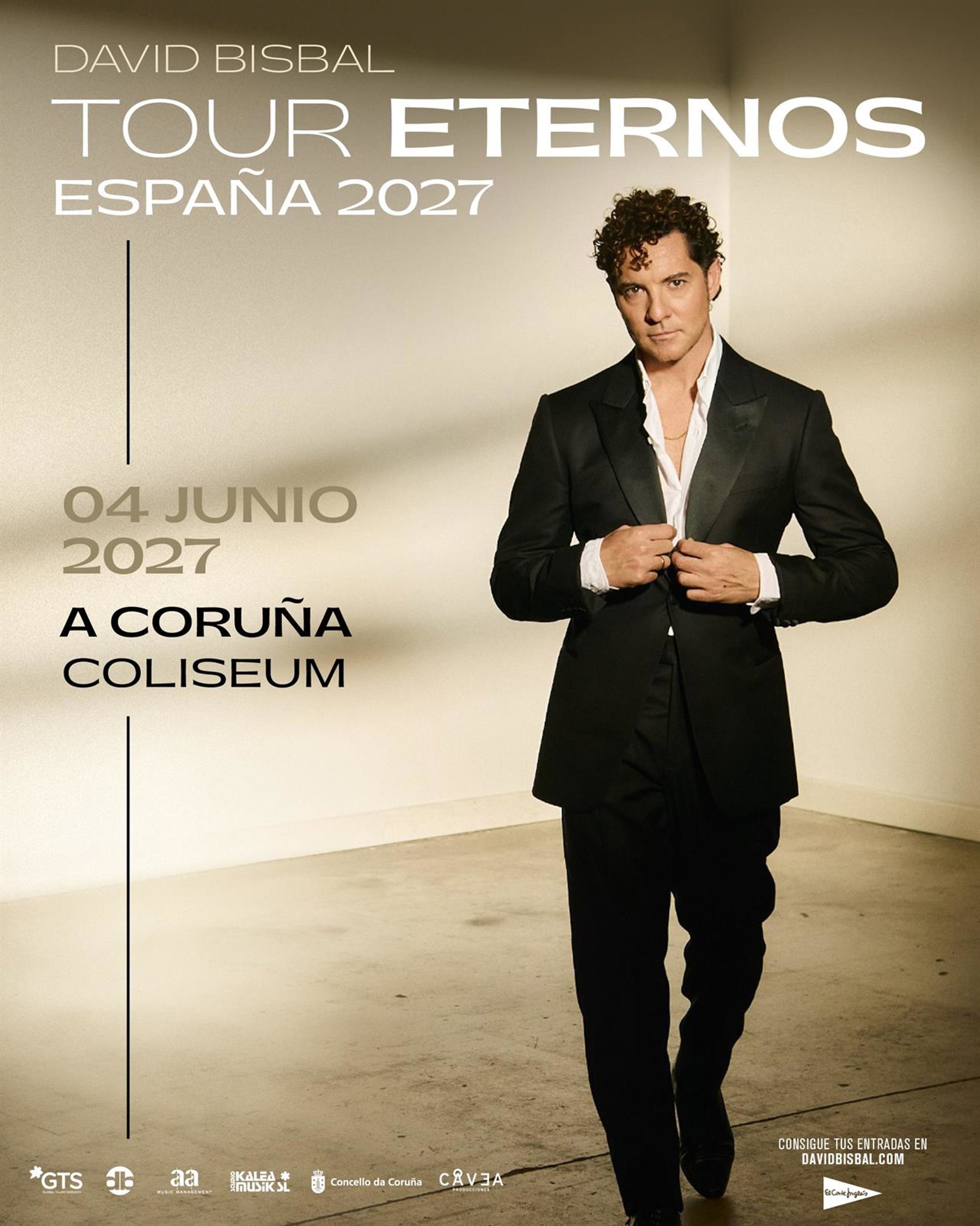 El ‘Tour Eternos 2027’ de David Bisbal confirma las primeras 15 fechas en España